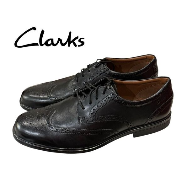 New Clarks Gabson Limit Men\'s Black Leather Oxford Dress Shoes 12 12W Wide main image 6
